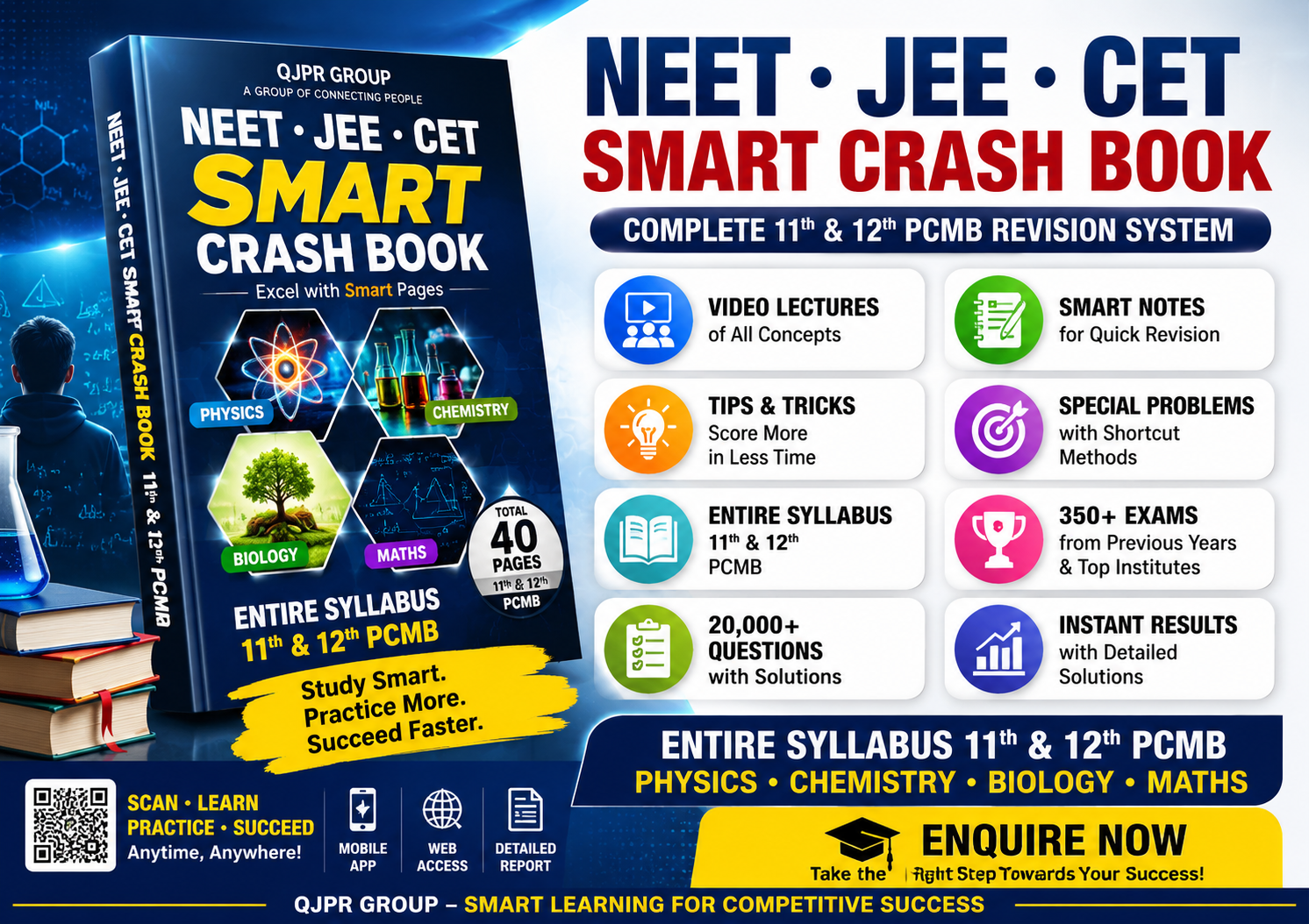 QJPR Smart crash book for NEET, JEE, CET